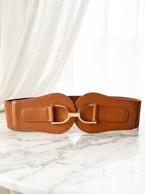 Ladies Brown Oversized Stretch Belt (29.5 Inches)